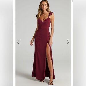 Azazie Everett Bridesmaid Cabernet Chiffon Dress